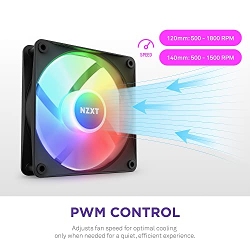NZXT F120 RGB Core - 120mm Hub Mounted RGB Fan - 8 Individually Controllable LEDs - Semi Transparent Fan Blades - Hydrodynamic Bearing - PWM Control - CAM Software - Black - Image 5