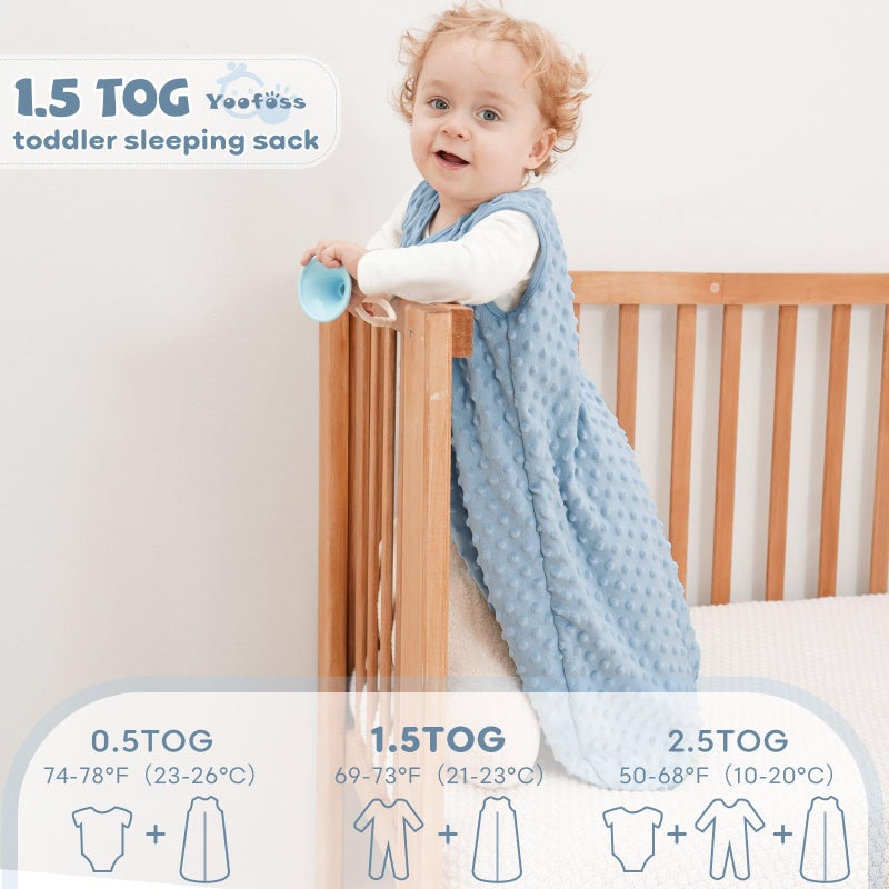 Yoofoss Fleece Baby Sleep Sack 12-18 Months with Plush Dots, TOG 1.5 Baby Wearable Blanket with 2-Way Zipper, Organic Cotton Toddler Sleep Sack Fleece - Image 4