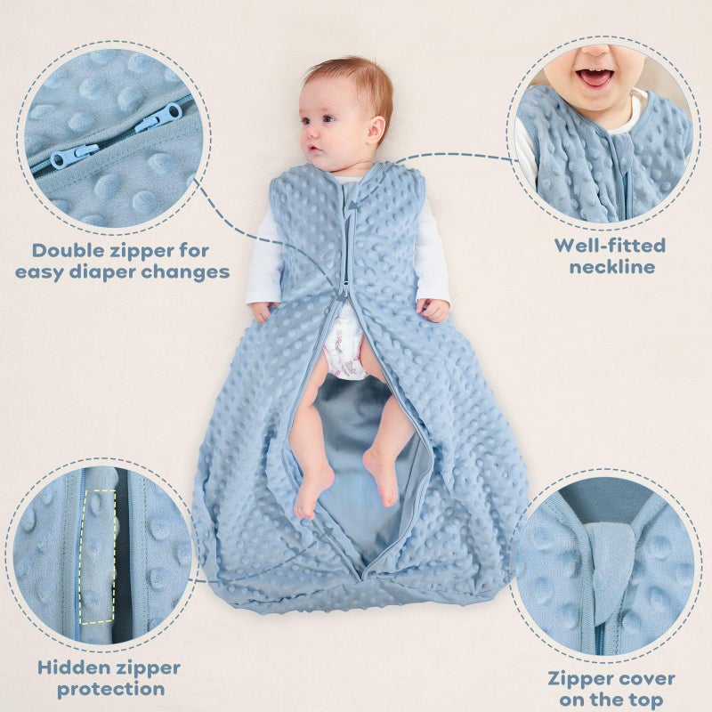 Yoofoss Fleece Baby Sleep Sack 12-18 Months with Plush Dots, TOG 1.5 Baby Wearable Blanket with 2-Way Zipper, Organic Cotton Toddler Sleep Sack Fleece - Image 5