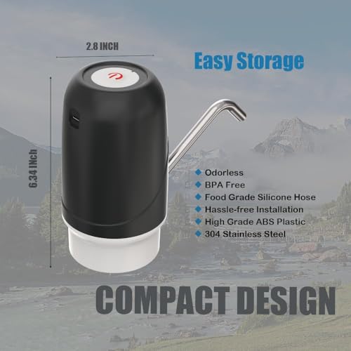QLECT موزع مياه تلقائي Qlect لزجاجة سعة 20 لتر - مضخة مياه USB DC ببطارية قابلة للشحن سعة 1200 مللي أمبير | مضخة ضغط المياه للمنزل والمكتب والسفر | مضخة موزع المياه للمياه الساخنة والباردة - Image 2