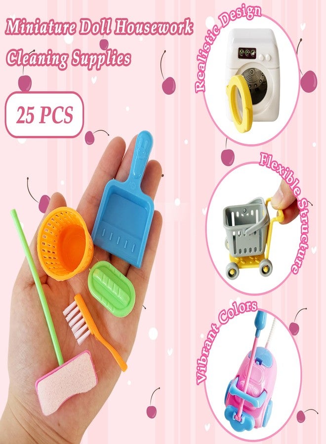 Baaxxango 25 Pieces Miniature Doll Housework Cleaning Supplies,Mini Dollhouse Accessories Tools Mop Dustpan,Brush,Broom,Bucket,Dollhouse Furniture Decoration Accessories for Dolls Pretend Play,Random Color - Image 3