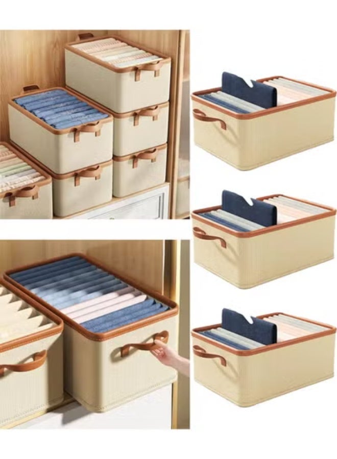 DUNISO 3 Pcs Wardrobe Clothes Organizer,Fabric Closet Storage Box with Carrying Handles and Compartments，Foldable Jeans Drawer Closet Organizer，Wardrobe organizer for Pant, Sweater, T-shirt, Scarf, Dress - Image 1