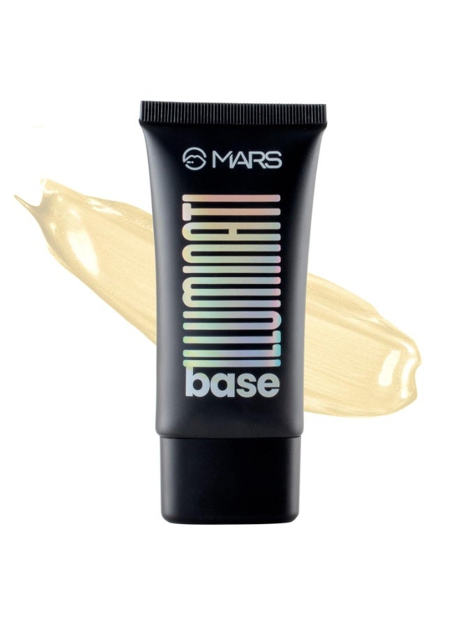 مارس برايمر MARS Illuminati Base Dewy مع هايلايتر | برايمر مضيء لمكياج الوجه | لمسة نهائية طبيعية (45 مل) (ذهبي) - Image 1