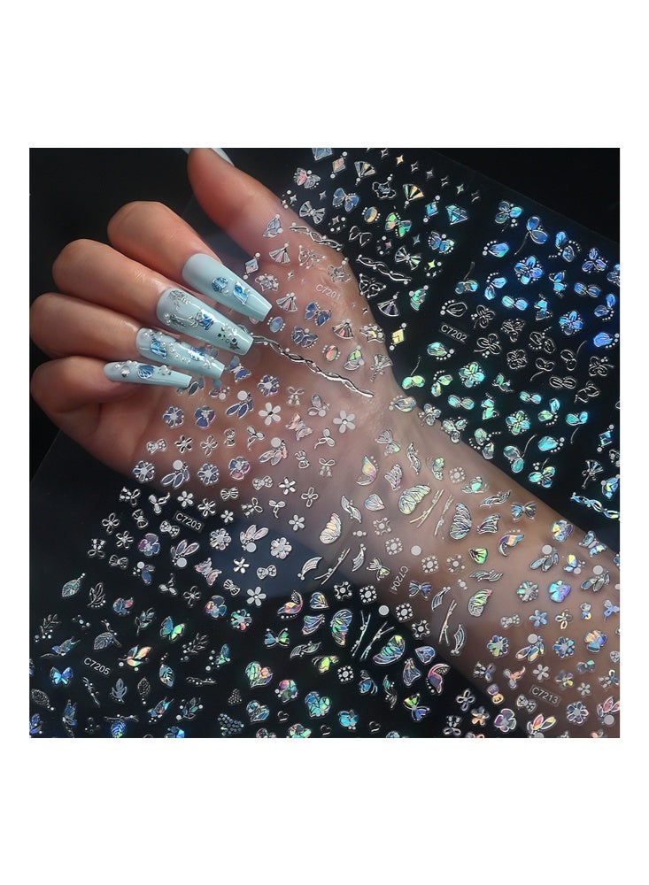 rocooart 20 Sheets Nail Art Stickers-3D Embossed Aurora Seashell Starfish Nail Art Stickers Decals Self-Adhesive 5D Ocean Theme Nail Supplies Nail Art Design Decoration Accessories - Image 2
