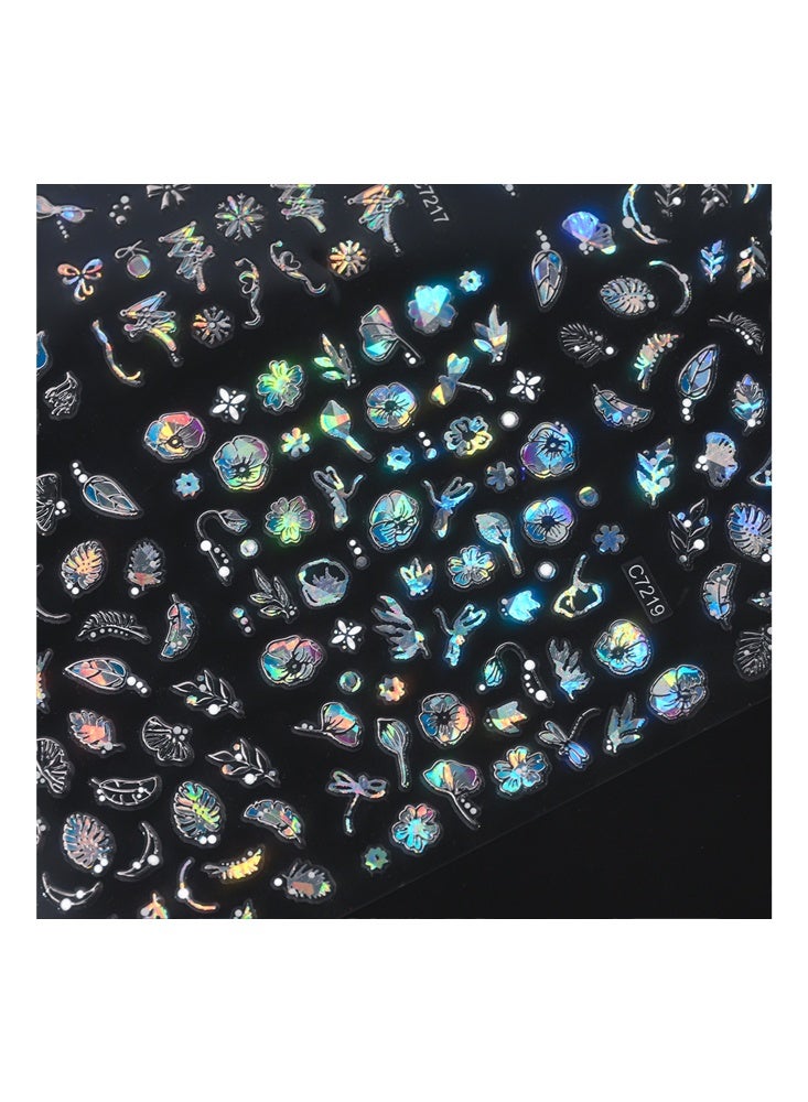 rocooart 20 Sheets Nail Art Stickers-3D Embossed Aurora Seashell Starfish Nail Art Stickers Decals Self-Adhesive 5D Ocean Theme Nail Supplies Nail Art Design Decoration Accessories - Image 4