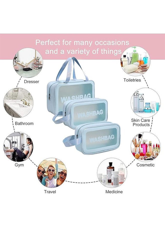 Generic Clear Toiletry Bag Set 3 PCS Makeup Cosmetic Bag Transparent Travel Wash Bag for Women and Girls  - Image 2