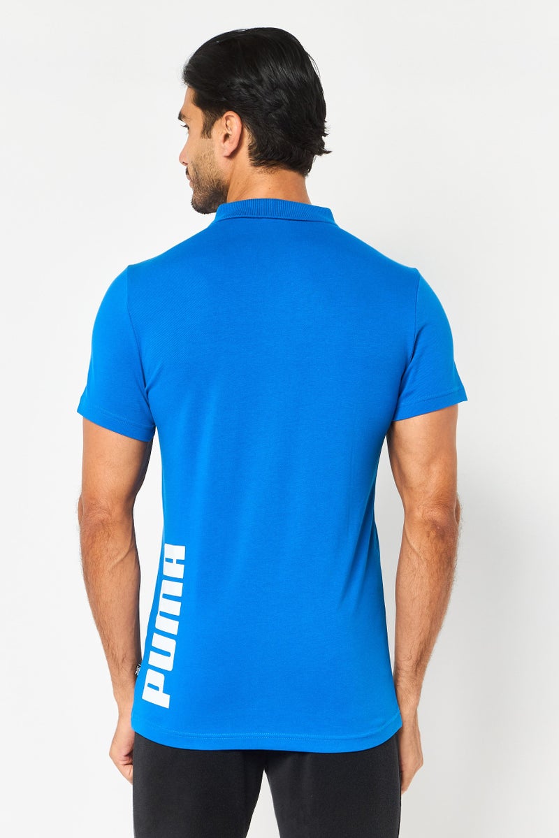 PUMA Men Slim Fit Short Sleeve Embroidered Logo Outdoor Polo Shirt, Blue - Image 4