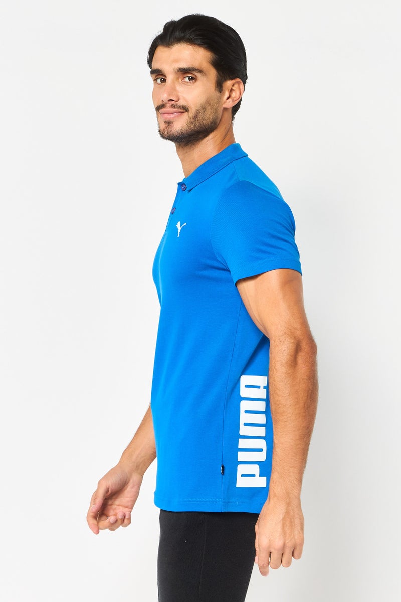 PUMA Men Slim Fit Short Sleeve Embroidered Logo Outdoor Polo Shirt, Blue - Image 3