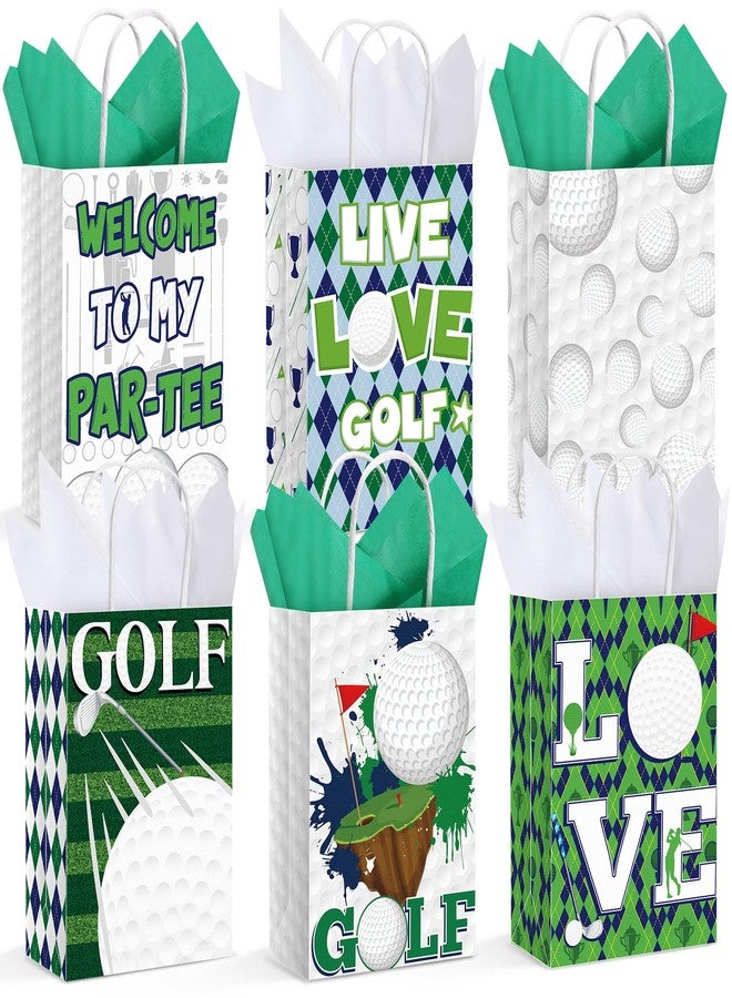 Aoriher 24 Pcs Golf Party Favor Bags with Tissue Paper Golf Goodie Gift Bags Golf Candy Treats Snack Bags with Handle for Birthday Party Supplies Decorations - Image 1