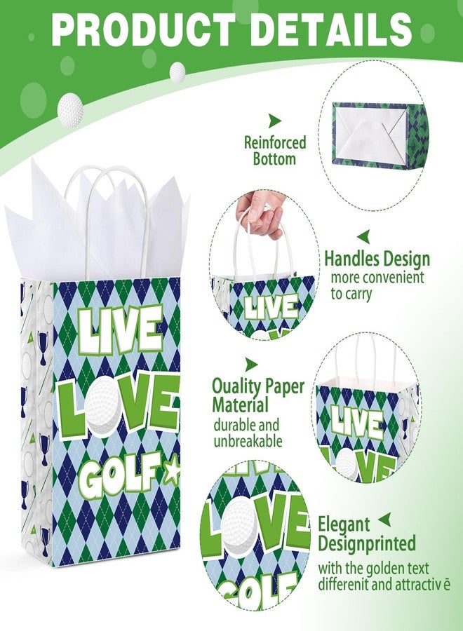 Aoriher 24 Pcs Golf Party Favor Bags with Tissue Paper Golf Goodie Gift Bags Golf Candy Treats Snack Bags with Handle for Birthday Party Supplies Decorations - Image 3