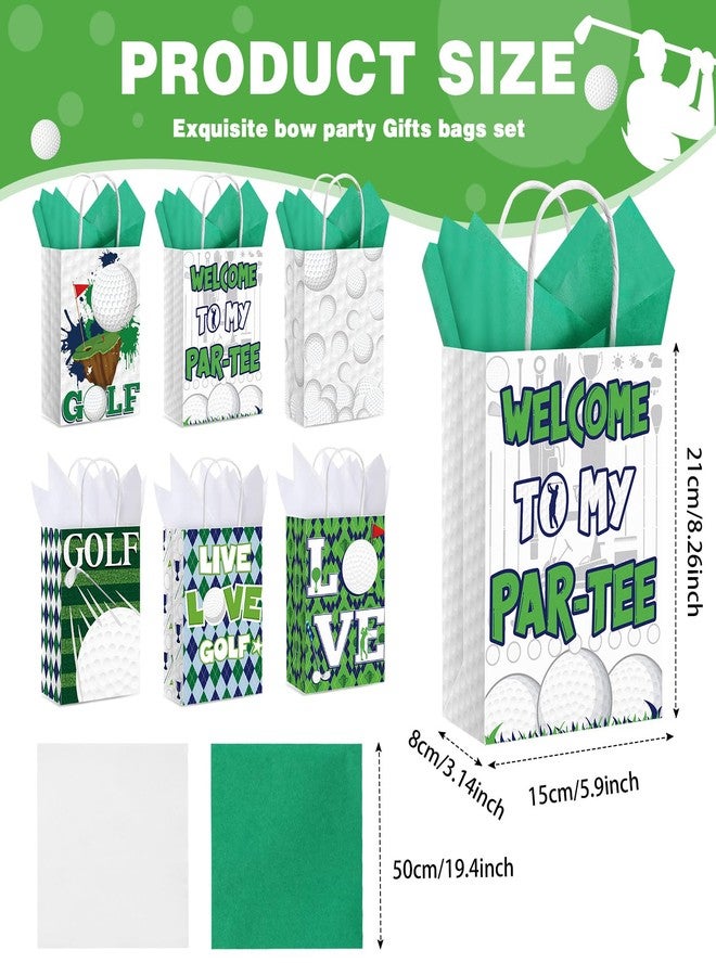 Aoriher 24 Pcs Golf Party Favor Bags with Tissue Paper Golf Goodie Gift Bags Golf Candy Treats Snack Bags with Handle for Birthday Party Supplies Decorations - Image 2