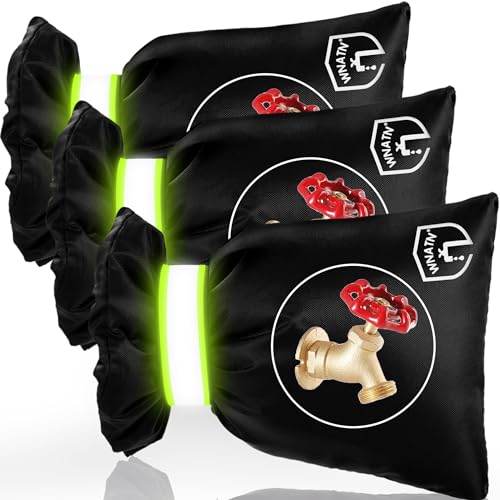 WNATN Outdoor Faucet Cover Socks for Winter Freeze Protection,Spigot Covers Winter Insulated 7.8" H x 6.2" W,Hose bib Covers for Winter,Set of 3(Black) - Image 1