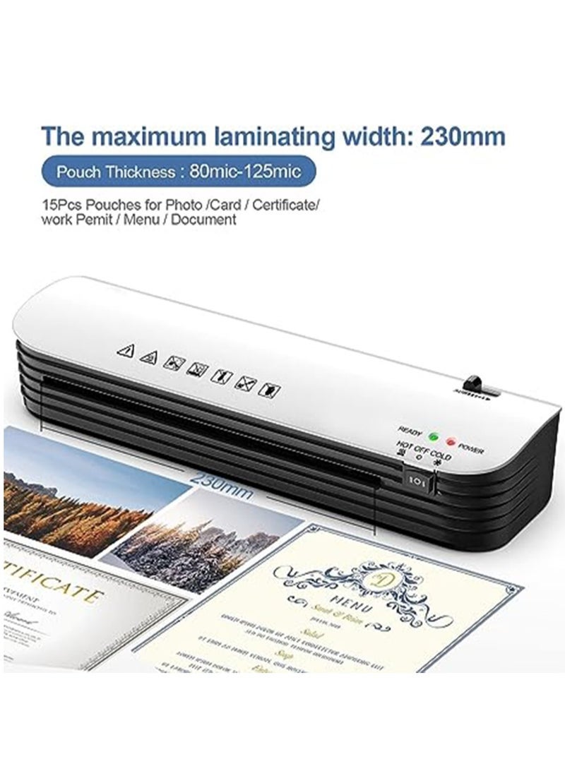 OSMILE SL299 Hot And Cold Laminating Machine, Laminator Machine A4 A5 A6 for Home School Office Use, 2 Roller System Thermal Laminator with ABS Button for, 9 inches Max Width(With 12 Laminating Pouches) - Image 4