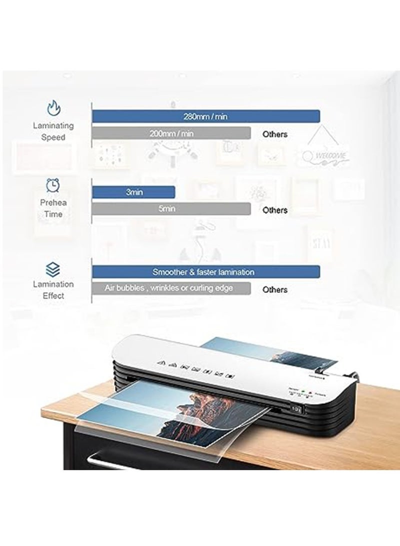 OSMILE SL299 Hot And Cold Laminating Machine, Laminator Machine A4 A5 A6 for Home School Office Use, 2 Roller System Thermal Laminator with ABS Button for, 9 inches Max Width(With 12 Laminating Pouches) - Image 5