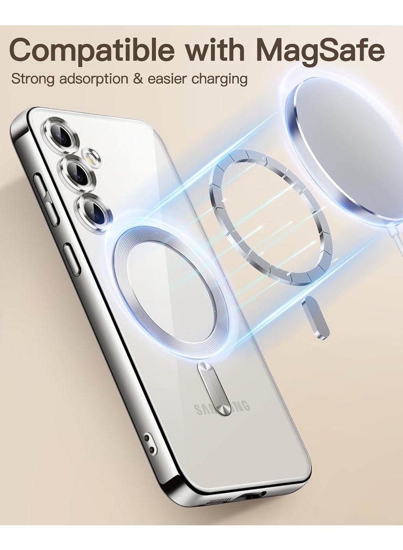 BORTONY Samsung Galaxy S24 FE Magnetic Case Cover Full Camera Lens Protection Compatible with MagSafe Wireless Charging Shockproof Electroplated TPU Phone Cover - Image 3