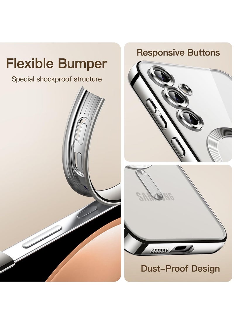 BORTONY Samsung Galaxy S24 FE Magnetic Case Cover Full Camera Lens Protection Compatible with MagSafe Wireless Charging Shockproof Electroplated TPU Phone Cover - Image 5