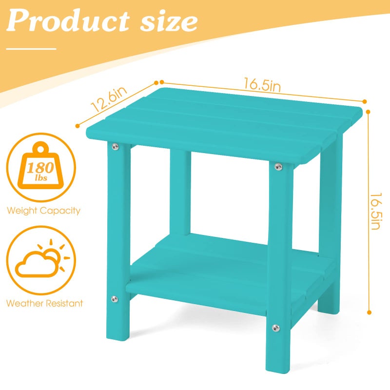 Apolimi Adirondack Outdoor Side Table, 2-Tier Sturdy Patio End Table Weather Resistant, 16.5" Solid Side Table for Patio, Pool, Porch - Image 3