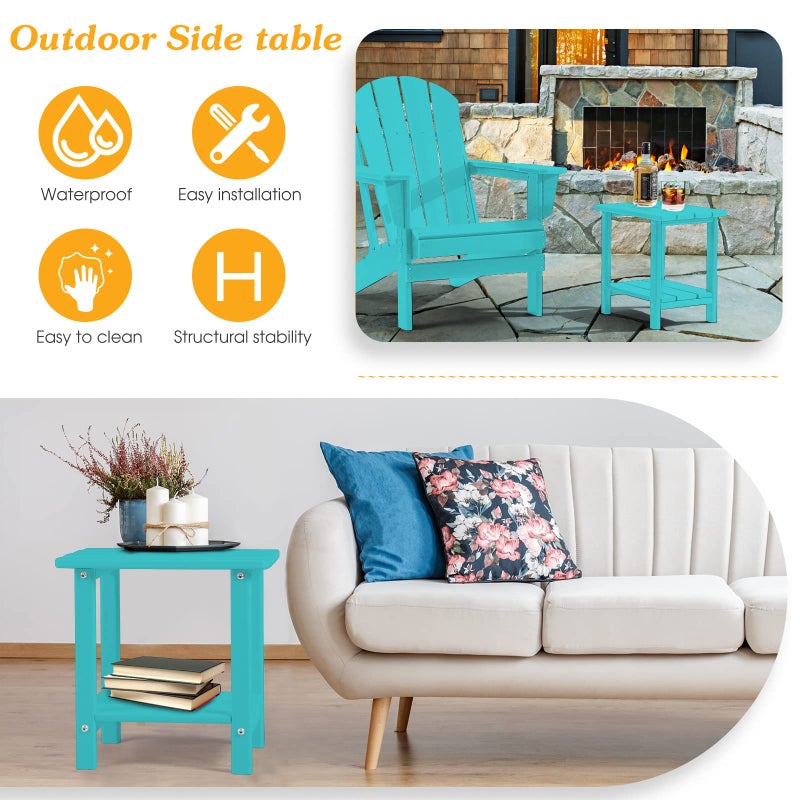 Apolimi Adirondack Outdoor Side Table, 2-Tier Sturdy Patio End Table Weather Resistant, 16.5" Solid Side Table for Patio, Pool, Porch - Image 5
