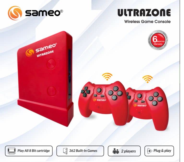 Sameo وحدة تحكم ألعاب ULTRAZONE اللاسلكية 8 بت للتلفاز مع عصا تحكم لاسلكية 2 | 362 لعبة مدمجة | مثالية للبالغين والأطفال والأولاد والبنات | ضمان 6 أشهر (أحمر) - Image 5