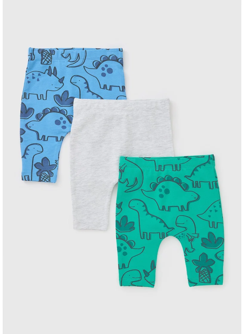 Matalan 3 Pack Baby Multicolour Dino Leggings