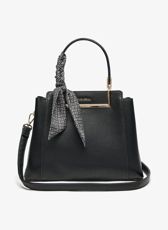 Flora Bella Solid Tote Bag with Zip Closure and Ribbon Detail