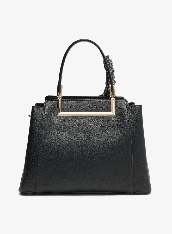 Flora Bella Solid Tote Bag with Zip Closure and Ribbon Detail