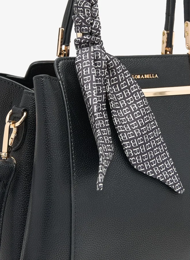 Flora Bella Solid Tote Bag with Zip Closure and Ribbon Detail