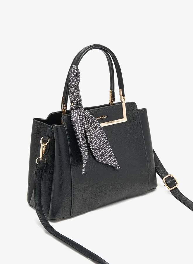 Flora Bella Solid Tote Bag with Zip Closure and Ribbon Detail