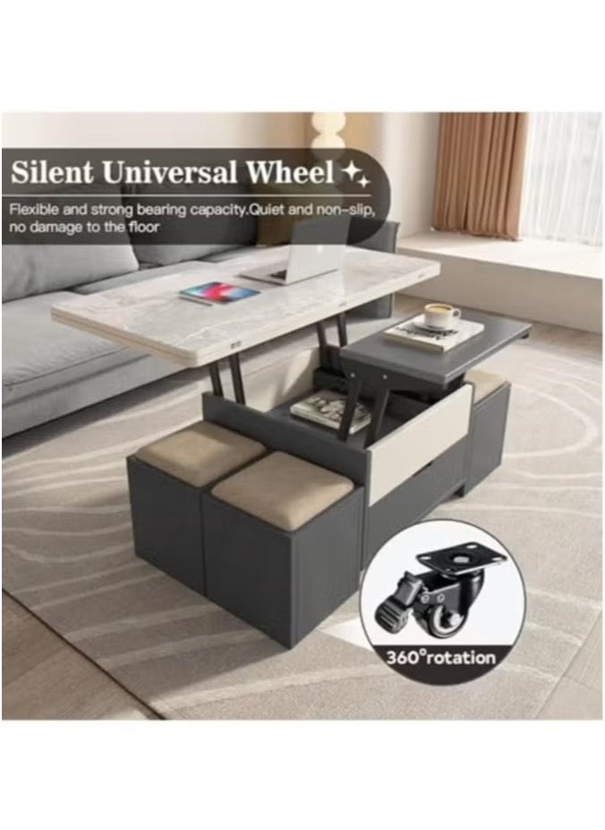 Multifunctional Adjustable Height Modern Dining Table Set Coffee Table Set