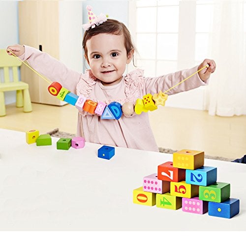 BOHS Caterpillar Lacing BLocks - Threading & Stacking - Toddler Learn Counting, Numbers and Shapes- Baby Kids Fine Motor Skills Toys - Image 2