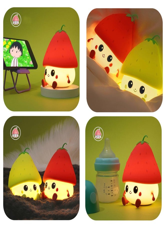 ipalmay Green Strawberry Night Light, Cute Fruit Night Lamp for Kids Bedroom USB Rechargeable Lamps 2 Brightness Levels, Nursery Bedside Delay-Off Nightlight for Baby Boys Girls Birthday Christmas - Image 5