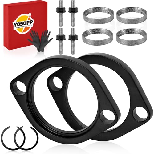 YOSOPP Harley Gasket & Chrome Flange Kit with Nuts、Clips & Washers - Compatible with Big Twin Sportster 883 1200 XL883 XL1200. Dyna FXD FXDWG, FLST FLT FXR, Softail Touring Bobber Chopper 200 (Black） - Image 1