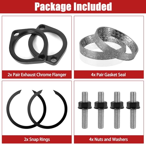 YOSOPP Harley Gasket & Chrome Flange Kit with Nuts、Clips & Washers - Compatible with Big Twin Sportster 883 1200 XL883 XL1200. Dyna FXD FXDWG, FLST FLT FXR, Softail Touring Bobber Chopper 200 (Black） - Image 4