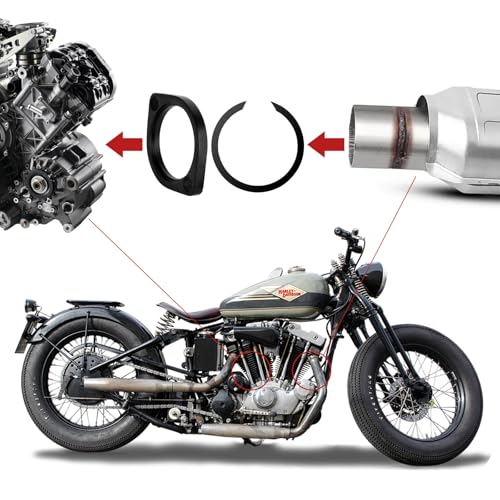 YOSOPP Harley Gasket & Chrome Flange Kit with Nuts、Clips & Washers - Compatible with Big Twin Sportster 883 1200 XL883 XL1200. Dyna FXD FXDWG, FLST FLT FXR, Softail Touring Bobber Chopper 200 (Black） - Image 2