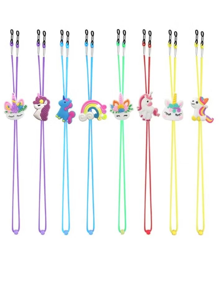 8PCS Kids Glasses Strap Unicorn Rainbow Adjuster Stretchy Eyeglass Strap for Girls Boys, Multicolor, Large - Image 1