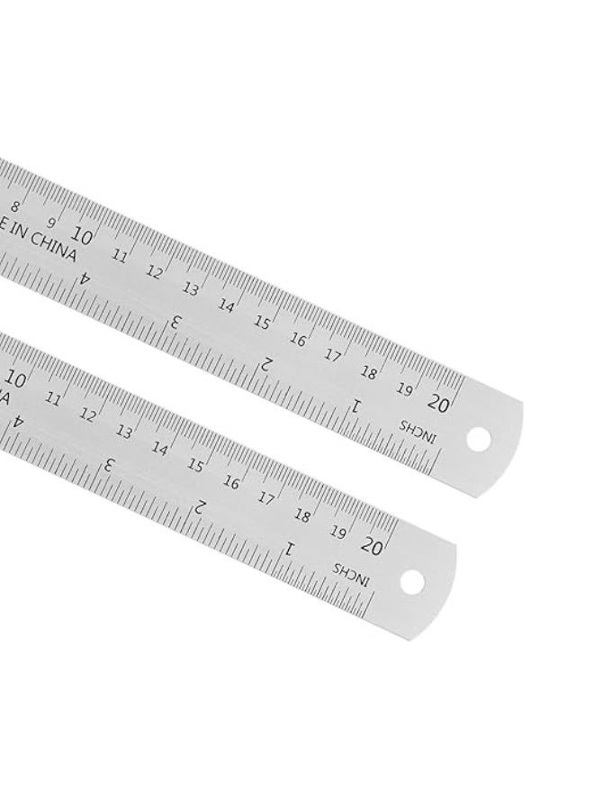 كرافت ماجيك مسطرة فولاذية مقاومة للصدأ قوية 8 بوصة / 20 سم (عبوتان) | مساطر معدنية متينة مع حافة مستقيمة دقيقة للمدرسة والمكتب ومشاريع الحرف - Image 1