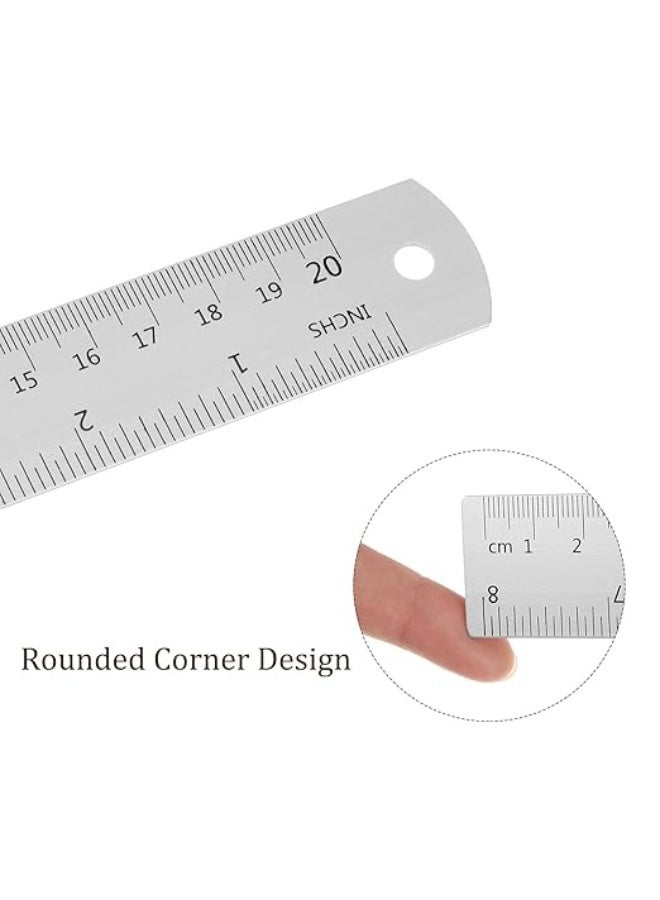 كرافت ماجيك مسطرة فولاذية مقاومة للصدأ قوية 8 بوصة / 20 سم (عبوتان) | مساطر معدنية متينة مع حافة مستقيمة دقيقة للمدرسة والمكتب ومشاريع الحرف - Image 2