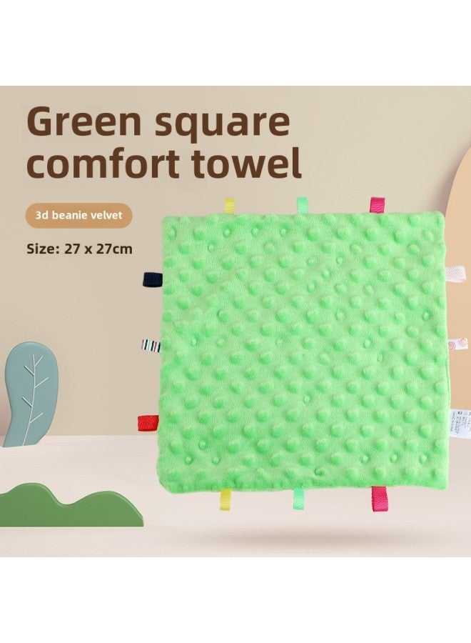 Supply Infant Baby Soothing And Sleeping Plush Doll With Tooth Glue Can Be Imported Pea Velvet Comfort Towel-Color:Green Square Towel 50.2G Volume Weight 100g  - Image 1
