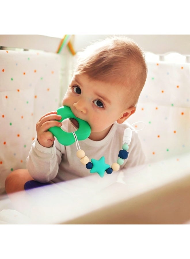 WAISFIT 2 Pack Silicone Pacifier Clips, One Piece Design Pacifier Holder for Teething Teethers - Image 2