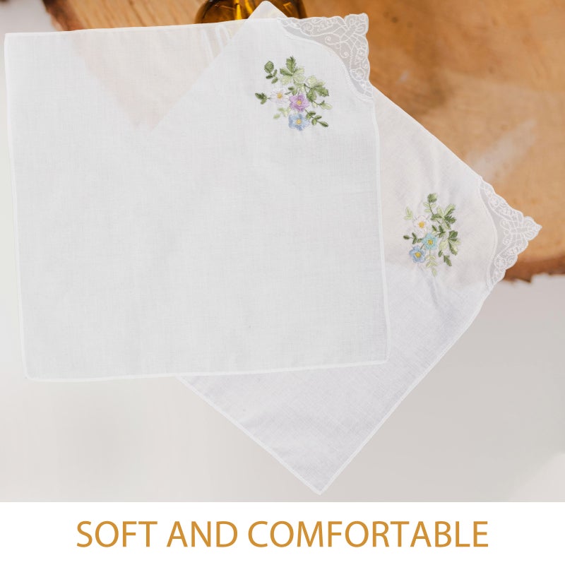 3pcs Embroidery Handkerchief Women Floral Handkerchief Pocket Handkerchief - Image 5