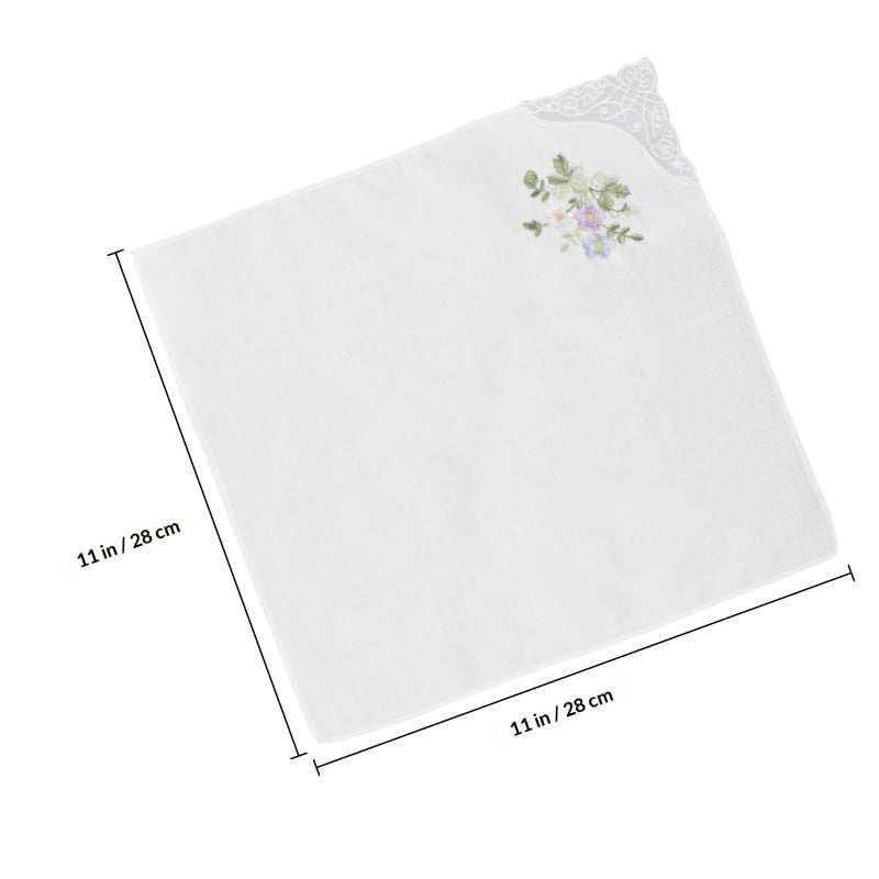 3pcs Embroidery Handkerchief Women Floral Handkerchief Pocket Handkerchief - Image 2
