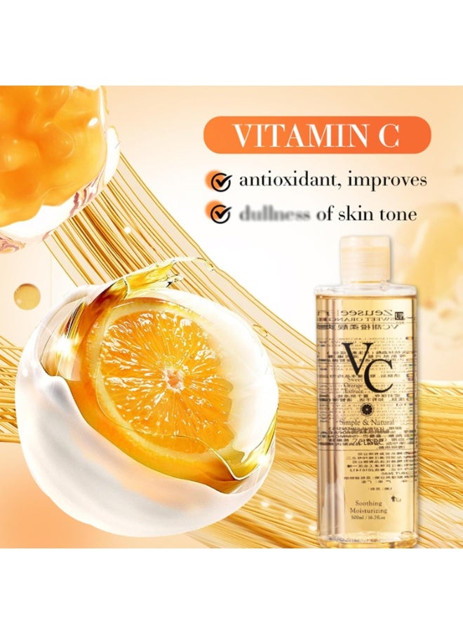 Vc Toner Korean 500 ml, Vc Toner Vitamin C with 150 ml Serum, Deep Moisturing and Soothing, for Face Skincare, Vc Toner Intensive Whitening, Ingredients Deeply Hydrate and Enhance Skin Elasticity