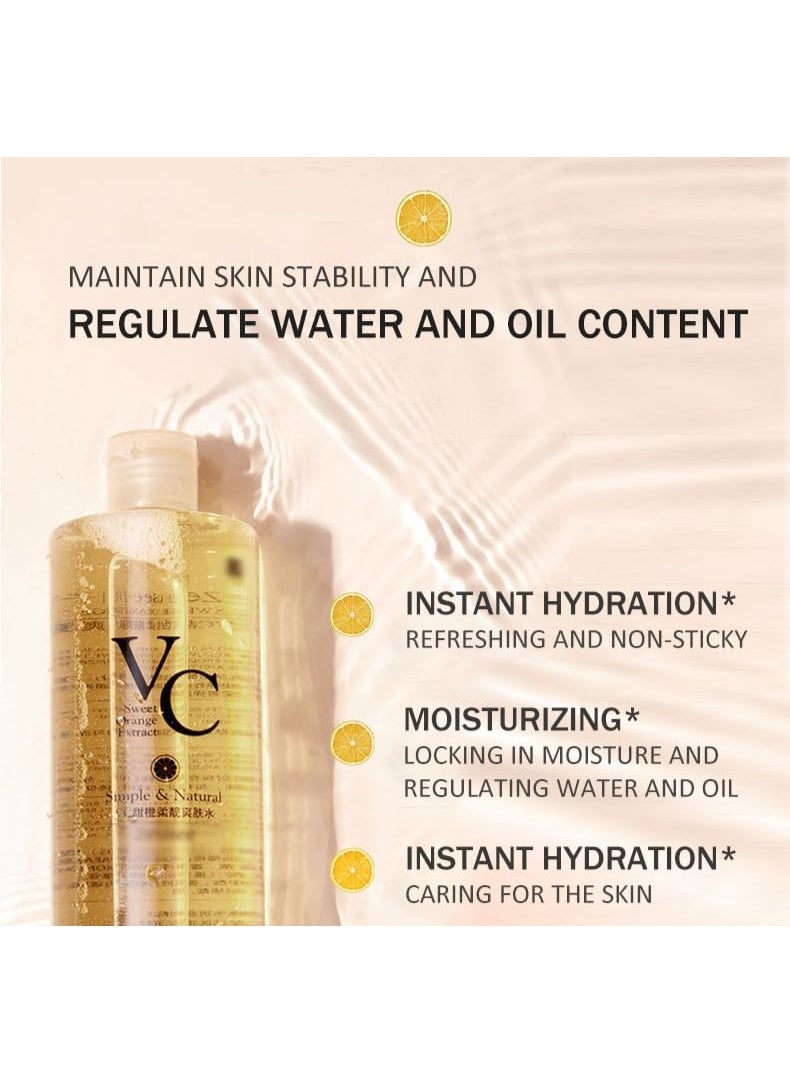Vc Toner Korean 500 ml, Vc Toner Vitamin C with 150 ml Serum, Deep Moisturing and Soothing, for Face Skincare, Vc Toner Intensive Whitening, Ingredients Deeply Hydrate and Enhance Skin Elasticity
