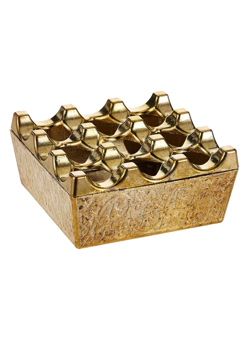 منفضة سجائر Tureks (عامة) – ديكور مكتبي عصري بأسلوب "المينيماليزم" مع غطاء – منفضة معدنية بتسعة ثقوب ومقاومة للرياح، مثالية للمكتب، وغرفة المعيشة، وغرفة النوم، والبار، والمقهى | لون: ذهبي ليموني - Image 1