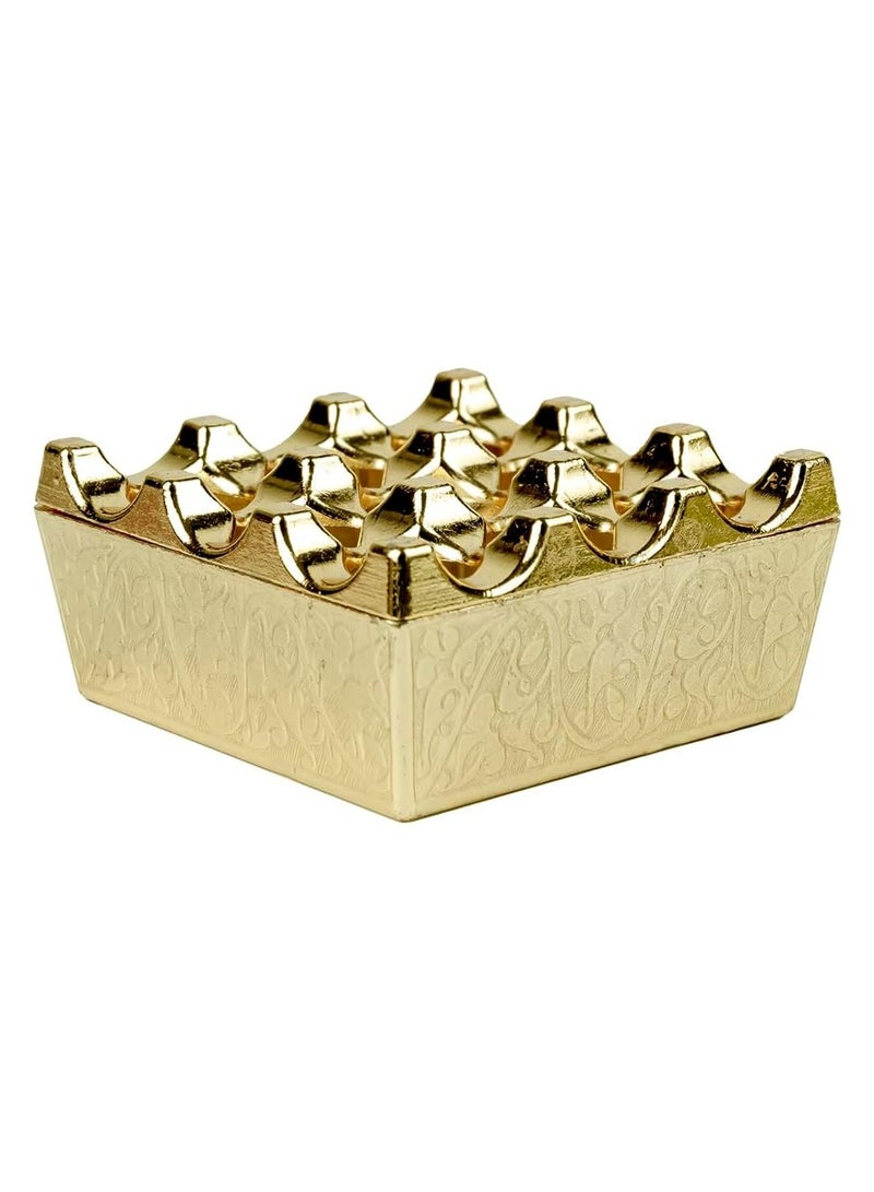 منفضة سجائر Tureks (عامة) – ديكور مكتبي عصري بأسلوب "المينيماليزم" مع غطاء – منفضة معدنية بتسعة ثقوب ومقاومة للرياح، مثالية للمكتب، وغرفة المعيشة، وغرفة النوم، والبار، والمقهى | لون: ذهبي ليموني - Image 2