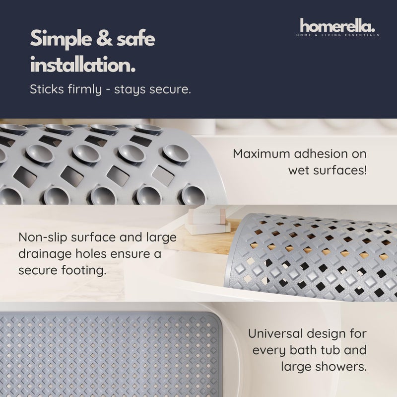 Homerella Bathtub Mat Non Slip 35x16 - homerellaÂ® Bath Mat Incl. Hooks for Drying, Extra Long, 100% BPA Free, Shower Mat Non Slip Anti Mold, Machine Washable, Shower Mats for Inside Shower Mildew Resistant - Image 4