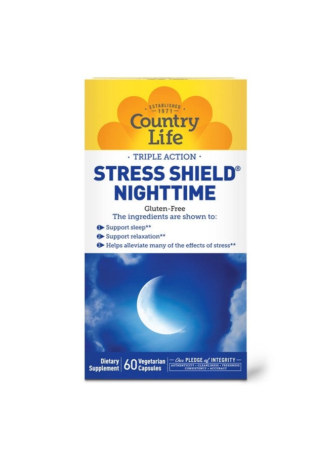 Country Life - Triple-Action Stress Shield Nighttime - 60 Vegetarian Capsules - Image 1