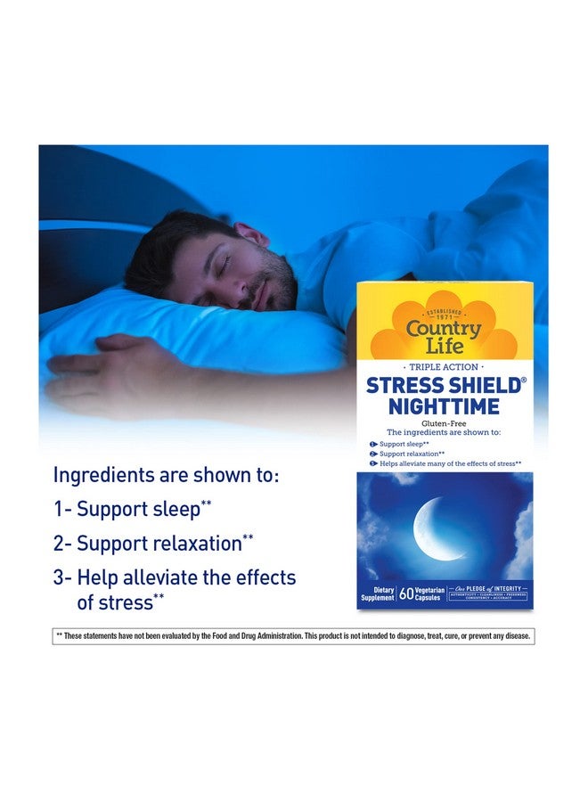 Country Life - Triple-Action Stress Shield Nighttime - 60 Vegetarian Capsules - Image 4