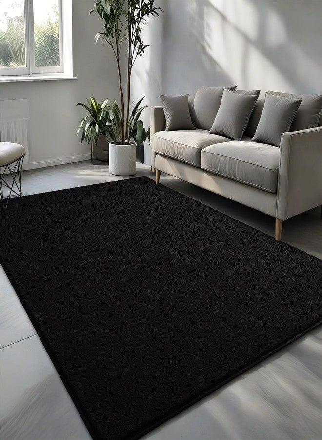 Pettop Area Rugs for Bedroom Living Room, 4x6 Black Thickened Memory-Foam Indoor Carpets, Modern Aesthetic Minimalist Super Soft Comfy Carpet for Boys Girls Adults Room Dorm Home Decor - Image 2