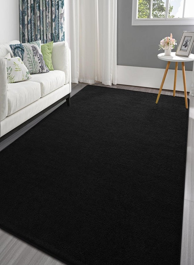 Pettop Area Rugs for Bedroom Living Room, 4x6 Black Thickened Memory-Foam Indoor Carpets, Modern Aesthetic Minimalist Super Soft Comfy Carpet for Boys Girls Adults Room Dorm Home Decor - Image 1